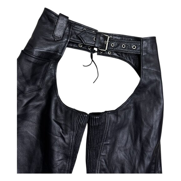 X-ELEMENT Genuine Leather Black Motorcycle Biker CHAPS Pants Womens Size 4 - Picture 5 of 7